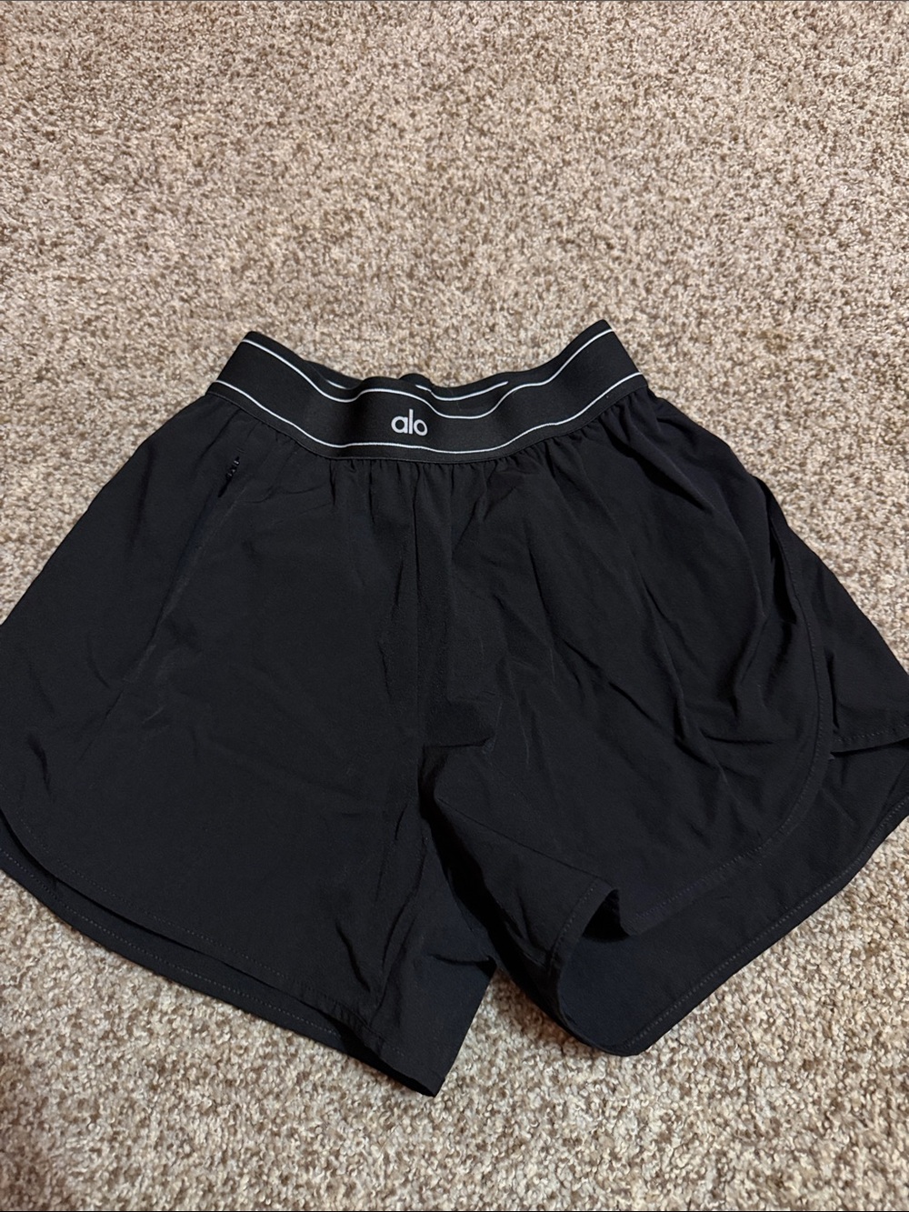 ALO Yoga Black Athletic Running Shorts with Branded Waistband